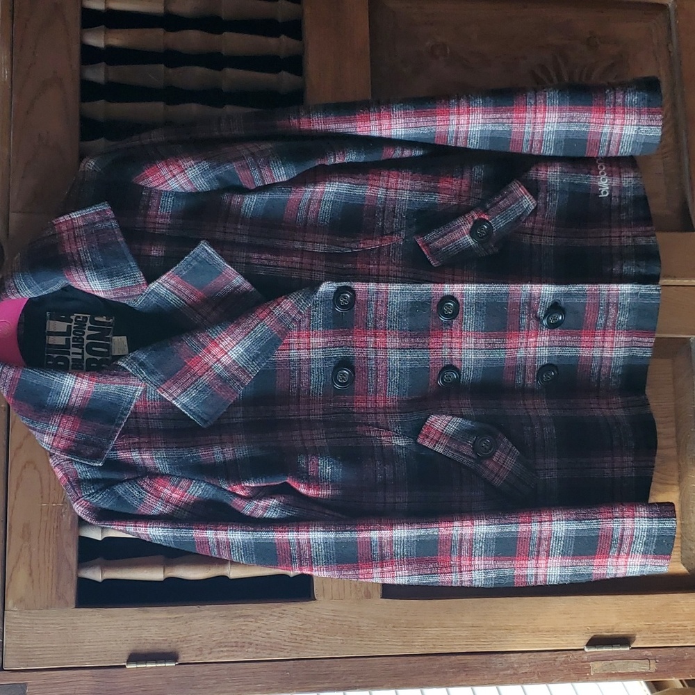 Billabong wool blend plaid blazer jacket